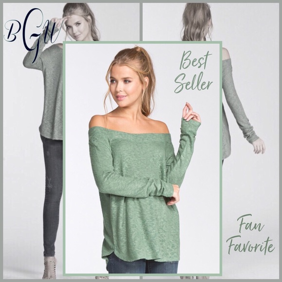Cherish Tops - 😎5🌟Beautiful Off Shoulder Sage Top